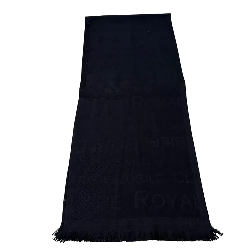 The Royal Automobile Club Scarf Navy Blue 100% Wool Jacquard Made in Italy Light